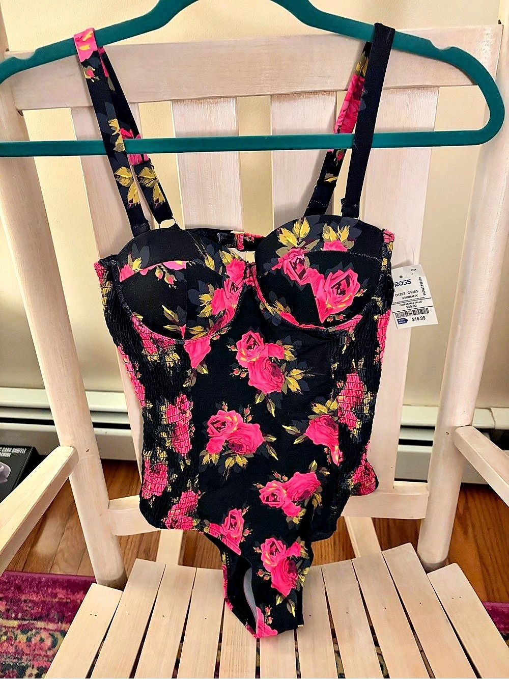 Betsey Johnson Ruffle Underwire Floral One-Piece Swimsuit - Medium
